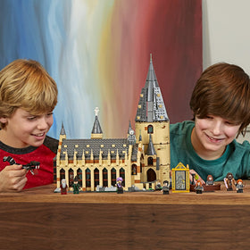 LEGO Harry Potter Hogwarts Great Hall spiral staircase view enhances interactive exploration