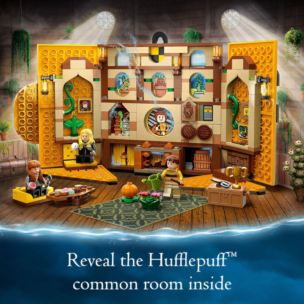LEGO banner lenticular backboard creates 3D Mandrake pop-up behind curtain