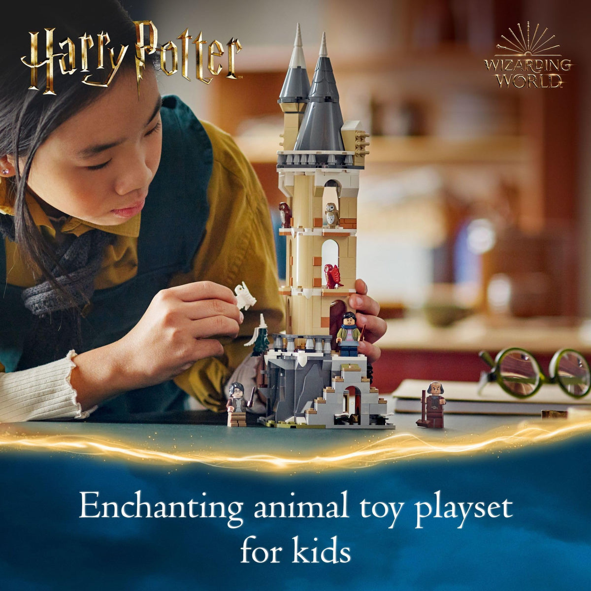 LEGO Harry Potter Owlery perches and owl figures for storytelling adventures