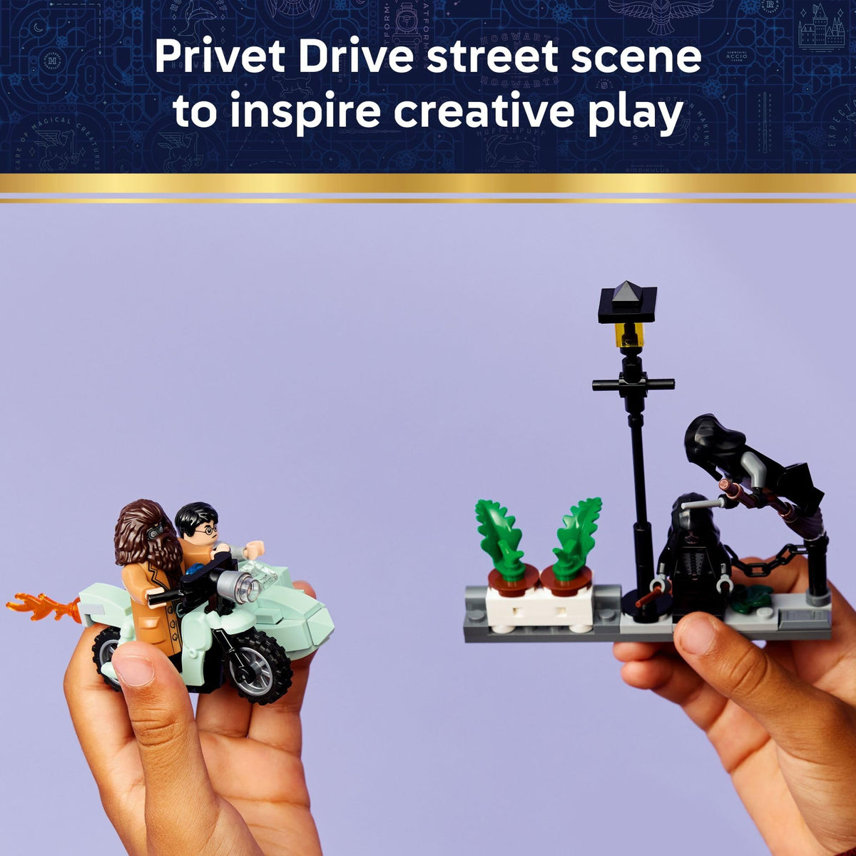 LEGO Privet Drive lamppost scene with flipping planter