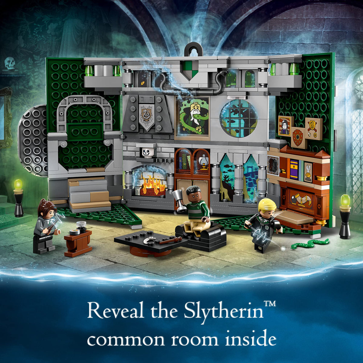 LEGO Slytherin minifigs Draco Malfoy Pansy Parkinson Blaise Zabini for role-play adventures