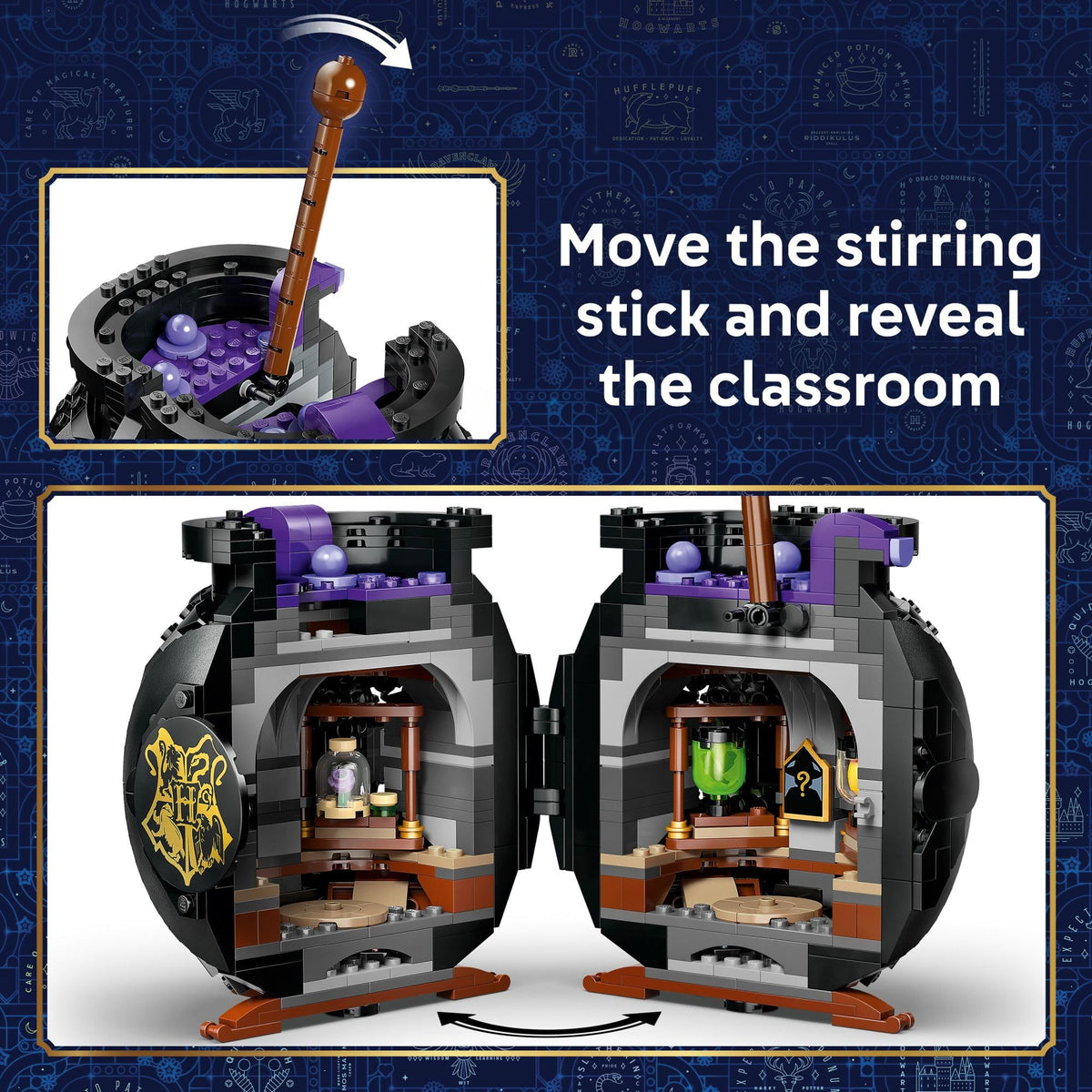LEGO Harry Potter Snape and Hermione minifigures ready for Hogwarts potion class.