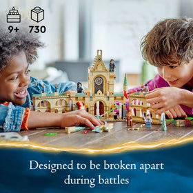 LEGO Hogwarts castle modules reconfigurable to form a bridge and iconic locations.