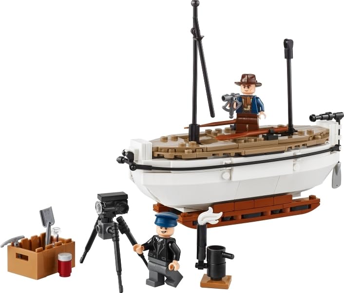 LEGO Icons Shackleton’s Lifeboat interior access reveals the camera, stove, and gear
