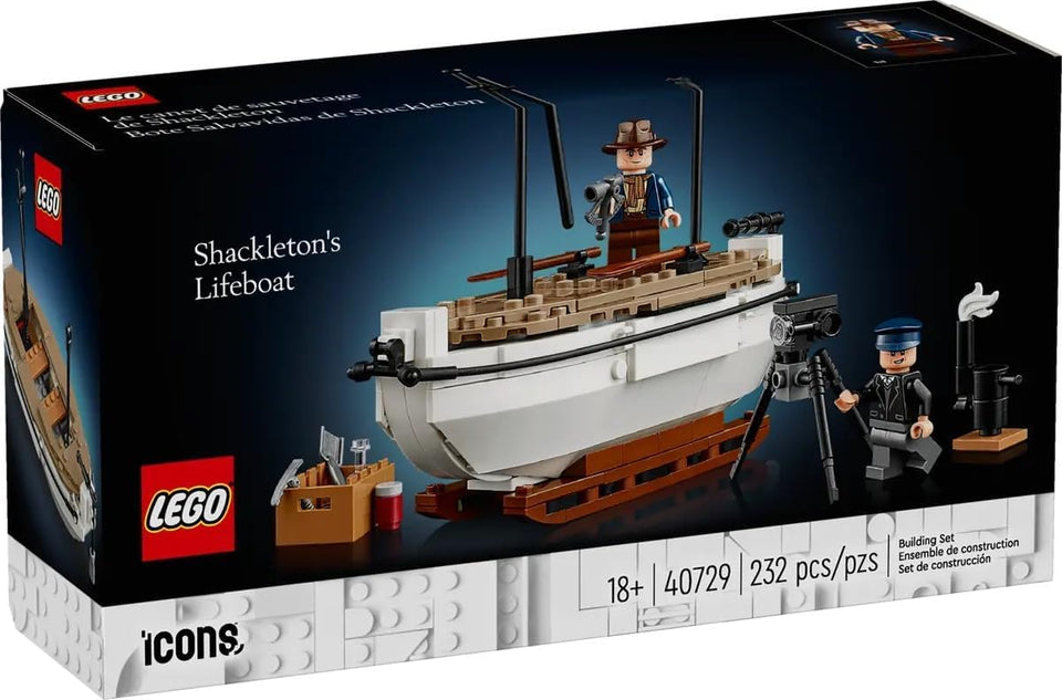 LEGO Icons Shackleton’s Lifeboat top view highlights interior detail for immersive building