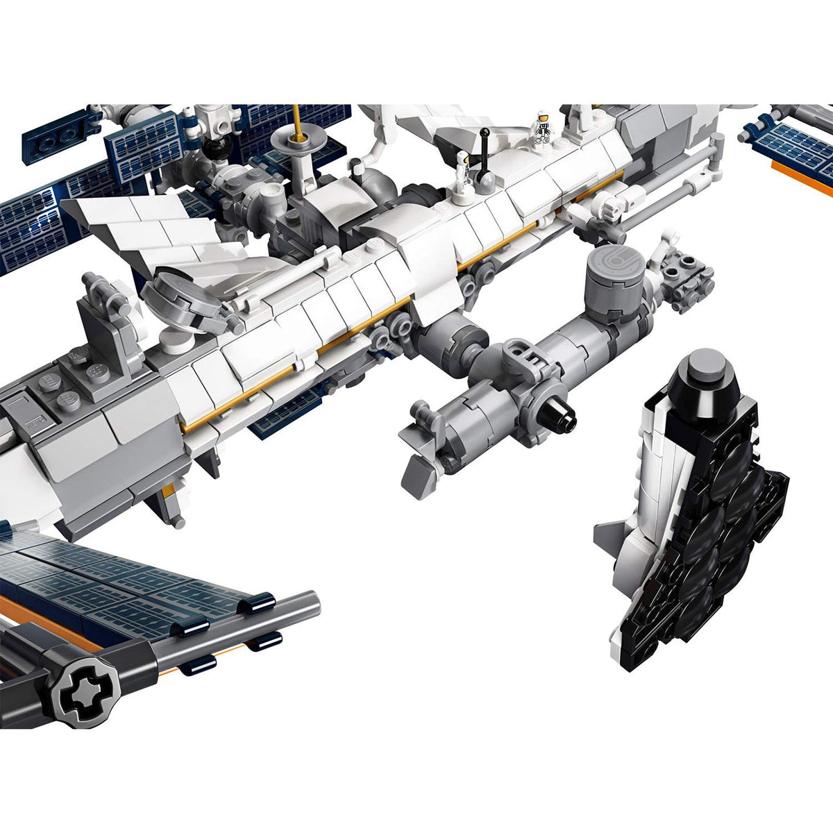 LEGO Ideas 21321 mini space shuttle complements the ISS diorama.