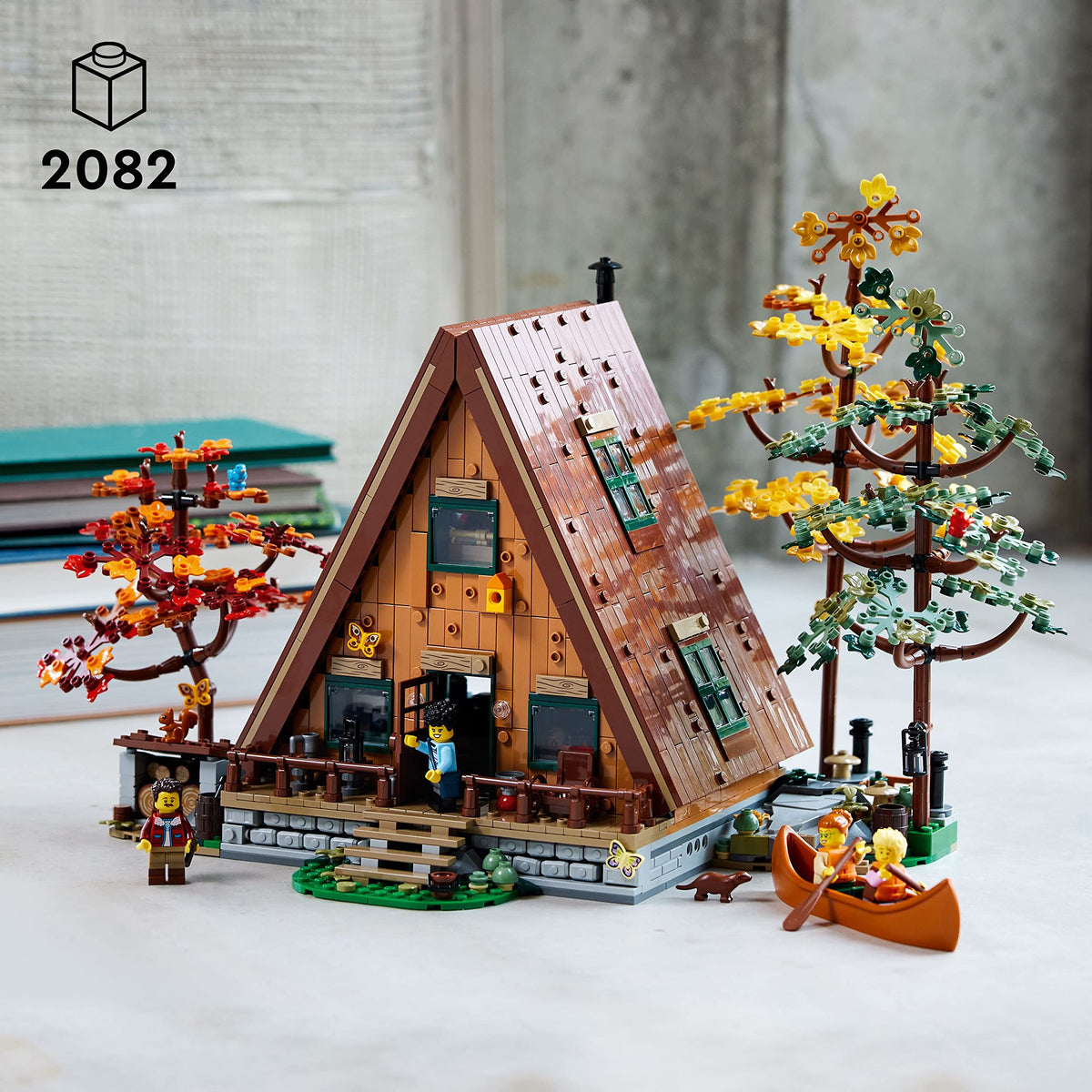 LEGO Ideas A-Frame Cabin interior bedroom with cozy details for collectors.