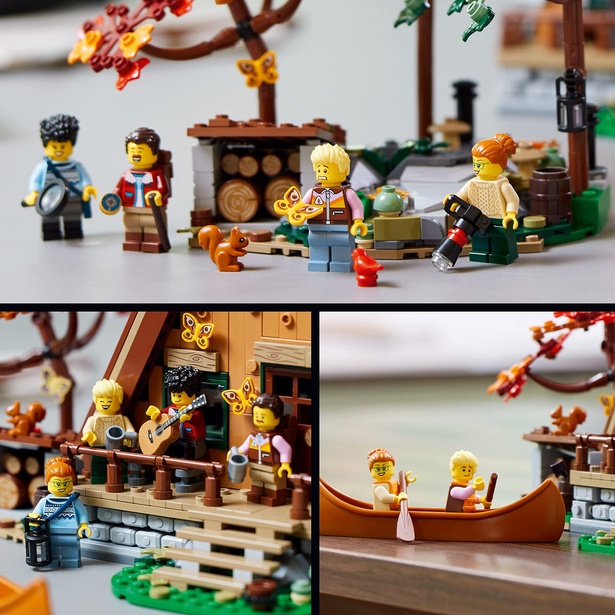 LEGO Ideas A-Frame Cabin brick-roof detachable feature for easy access.