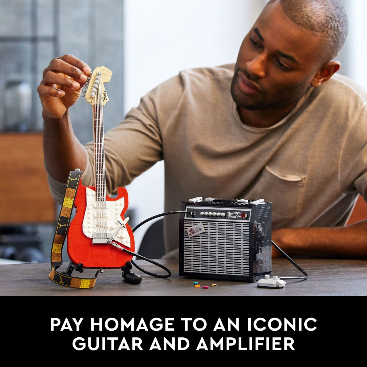 Fender logo sticker adds finishing touch to real guitars.