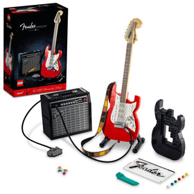 LEGO Ideas Fender Stratocaster 21329 guitar model for stylish display and creative building.