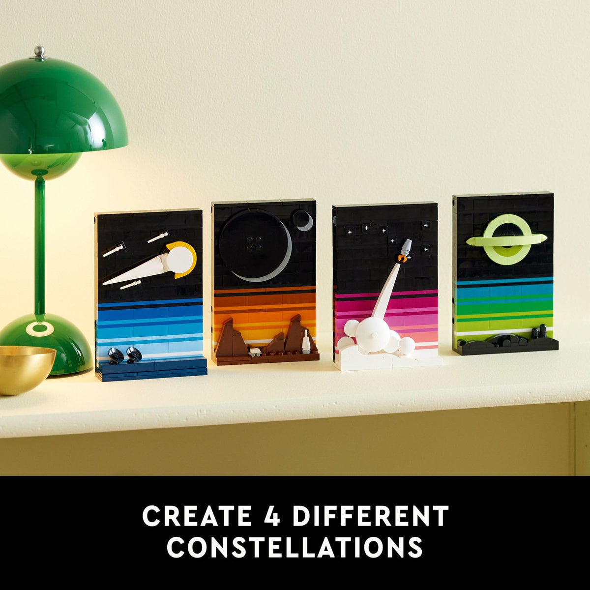 LEGO Ideas Space Age constellations postcard invites creative wall display.