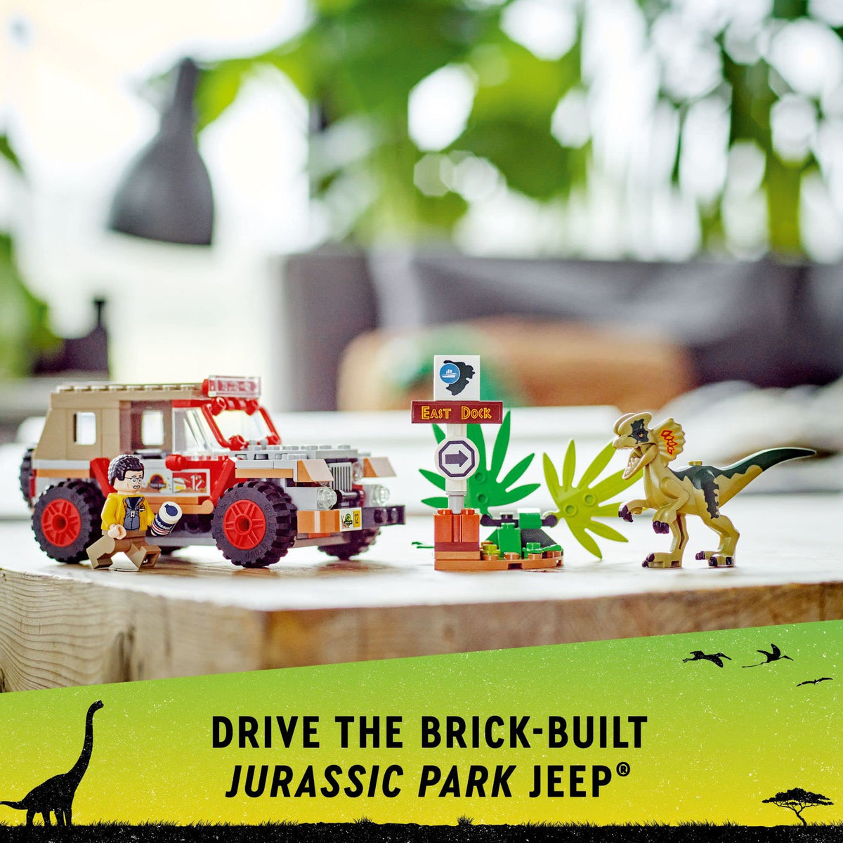 LEGO Jurassic Park Dilophosaurus Ambush Barbasol can element for movie-inspired details.