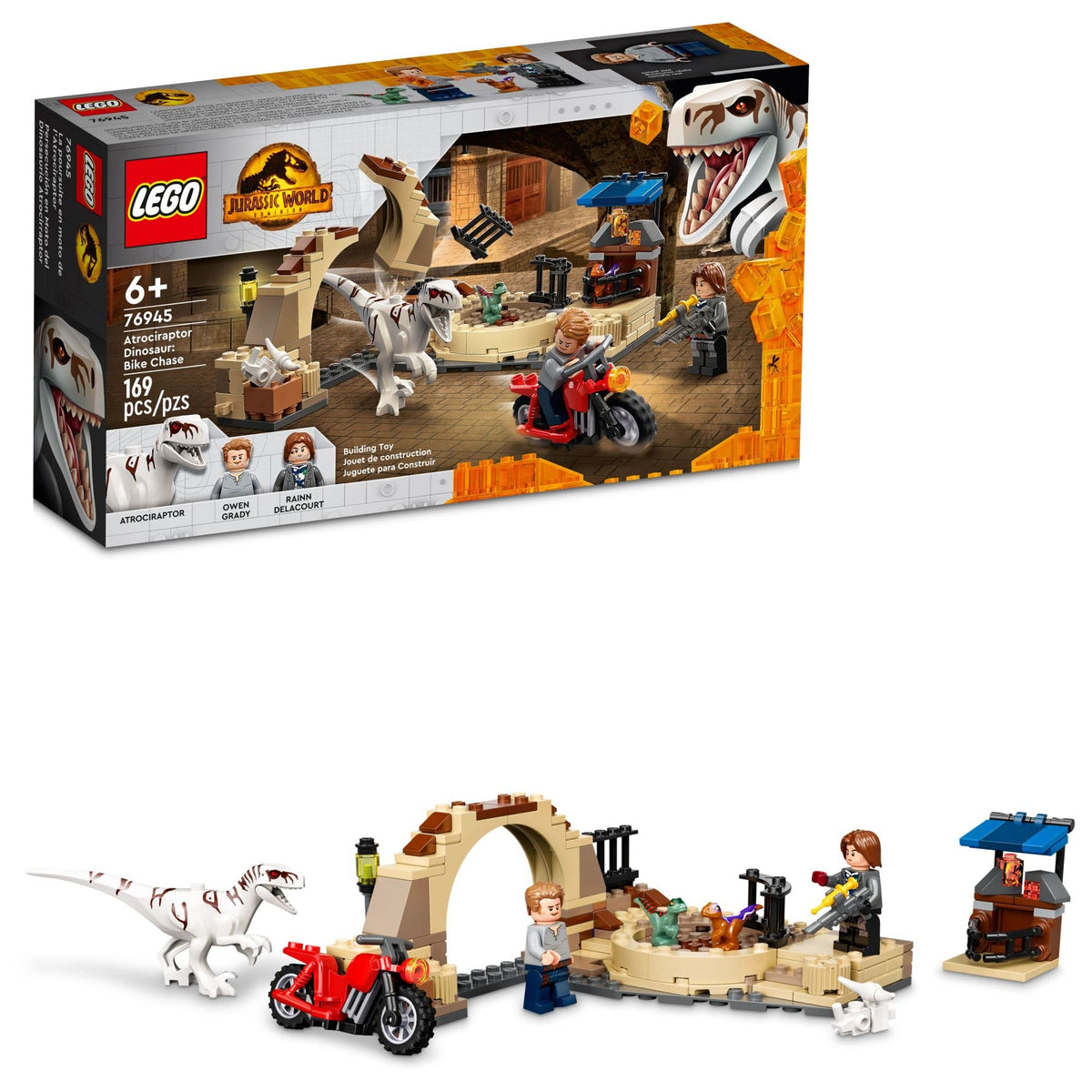 LEGO Jurassic World Atrociraptor Bike Chase box art for inspiration