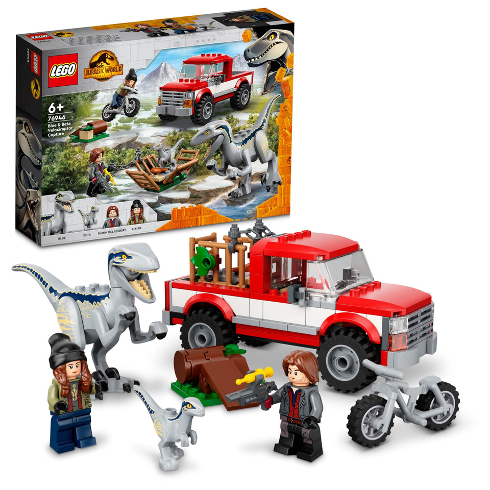 LEGO Jurassic World Blue dinosaur cage for imaginative rescue play.
