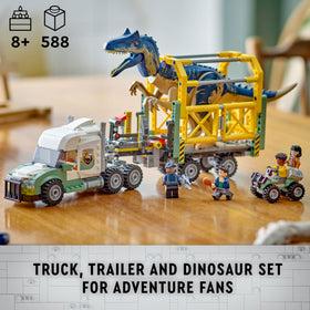 LEGO Jurassic World cage trailer with opening back ramp enables dynamic rescue setups.