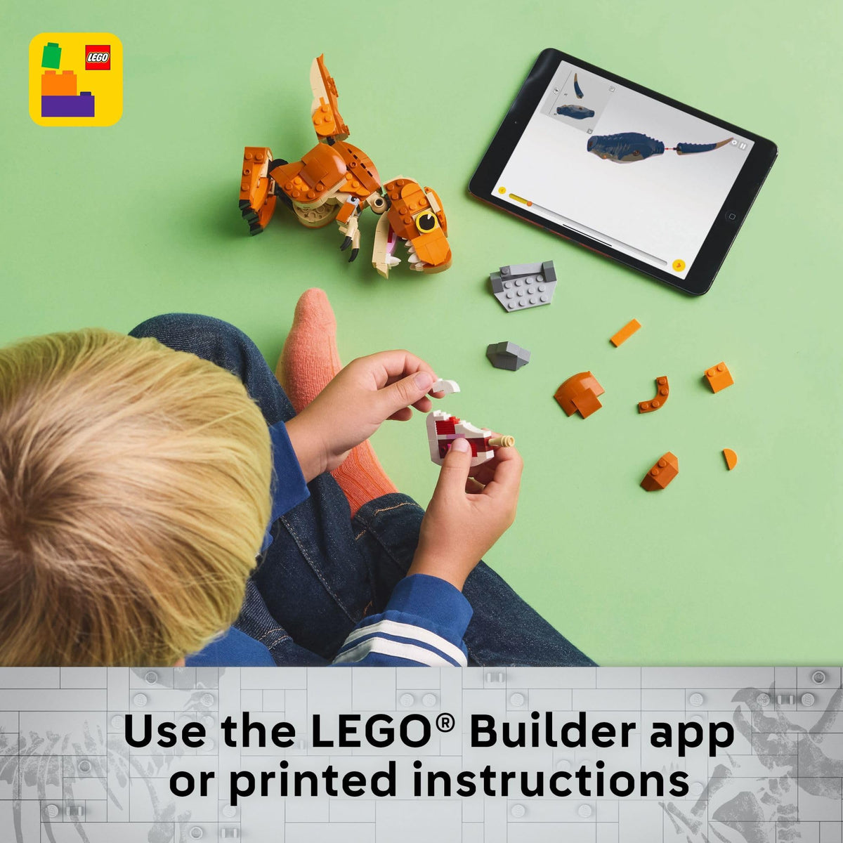 LEGO Jurassic World Little Eatie display ready model for shelf play.