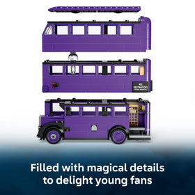 LEGO Knight Bus interior with moving beds and swinging chandelier in action