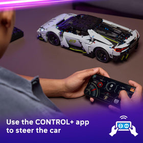LEGO Lamborghini Revuelto aero body showcases sleek, aerodynamic styling.