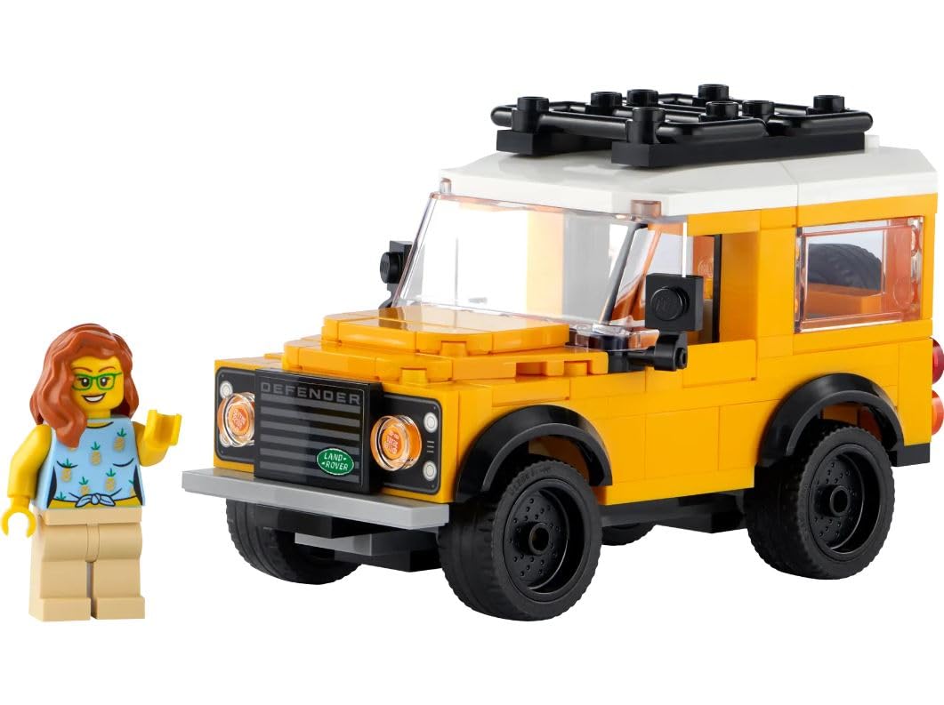 LEGO Land Rover Classic Defender 7cm model, front view for compact display.
