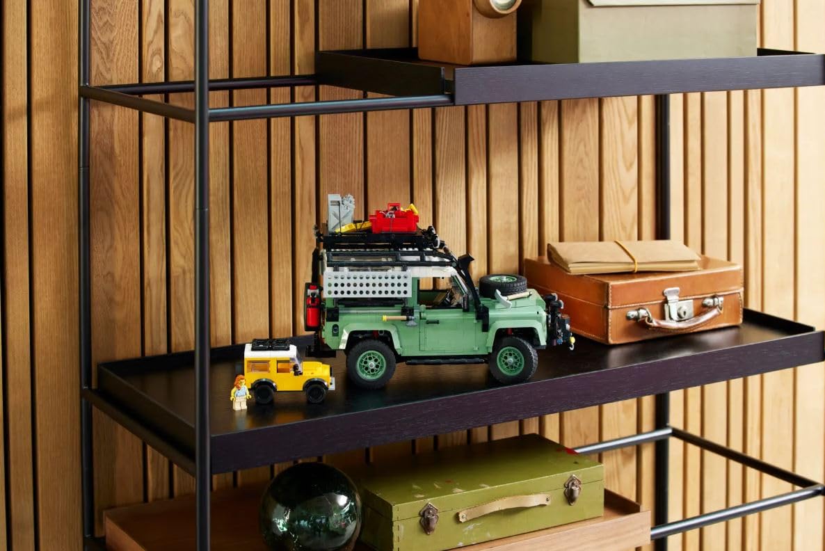 LEGO Land Rover Classic Defender badge detail, authentic branding for collectors.
