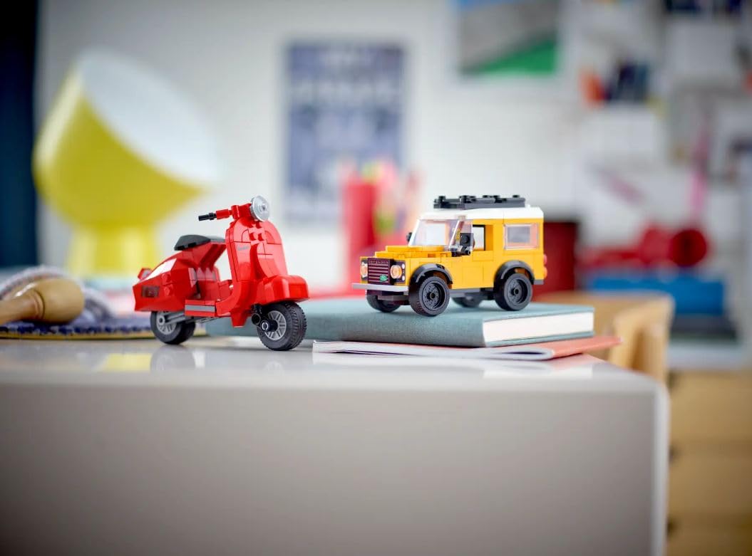LEGO Land Rover Classic Defender display pose, suitable for showcasing the model on a shelf.