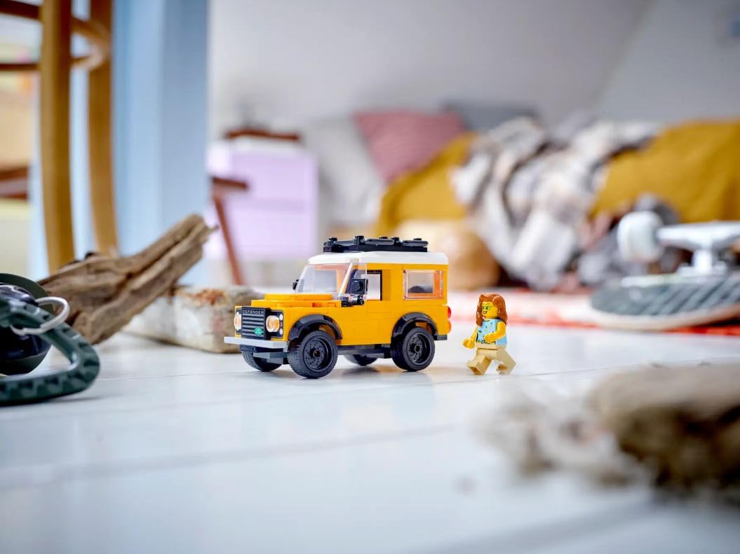 LEGO Land Rover Classic Defender side mirrors detail, precise styling for shelf display.