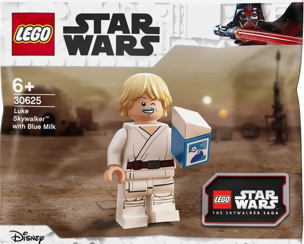 LEGO Luke Skywalker blue milk minifigure for display and Star Wars storytelling.