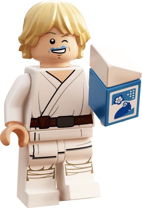 LEGO Luke Skywalker blue milk polybag packaging promoting a Skywalker Saga promo.