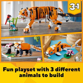 LEGO Majestic Red Panda with bonsai and bamboo for nature builds.