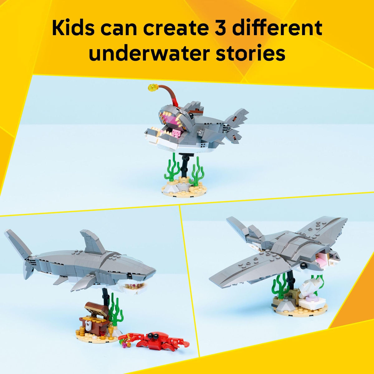 LEGO Manta Ray on stand reflects graceful underwater movement