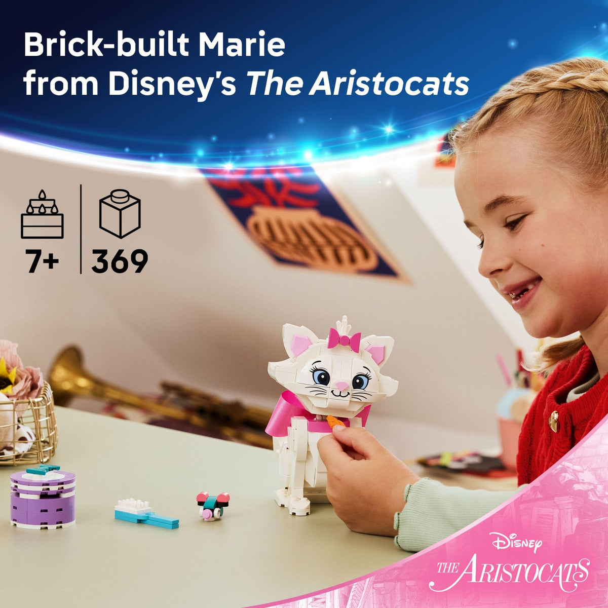 Marie with movable head, paws, tail, and ears for dynamic storytelling.