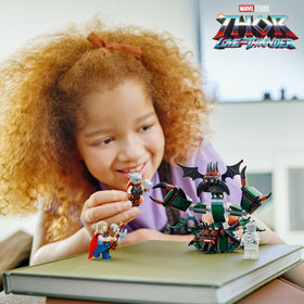 LEGO Marvel Attack on New Asgard Stormbreaker axe in action-packed scene