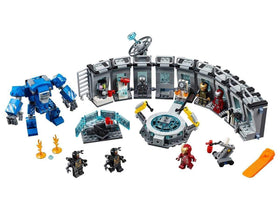 LEGO Marvel Avengers Iron Man Hall of Armor includes five Iron Man minifigures for varied stories.