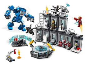LEGO Marvel Avengers Iron Man Hall of Armor features modular lab modules and storage for accessories.