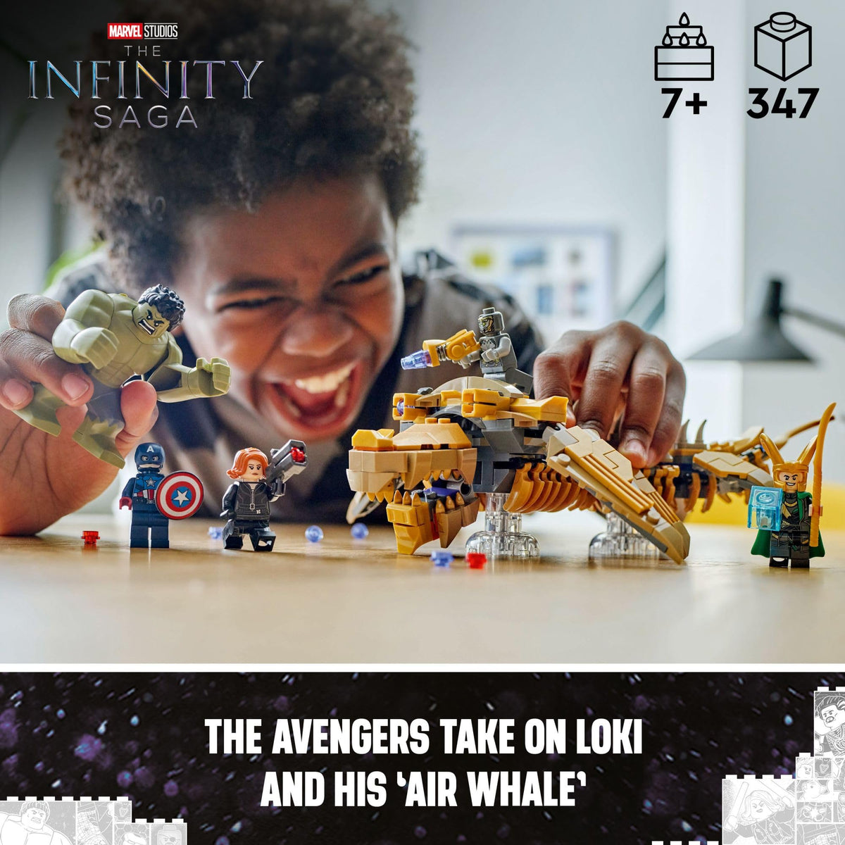 LEGO Marvel Avengers vs Leviathan movable fins model supports dynamic action scenes