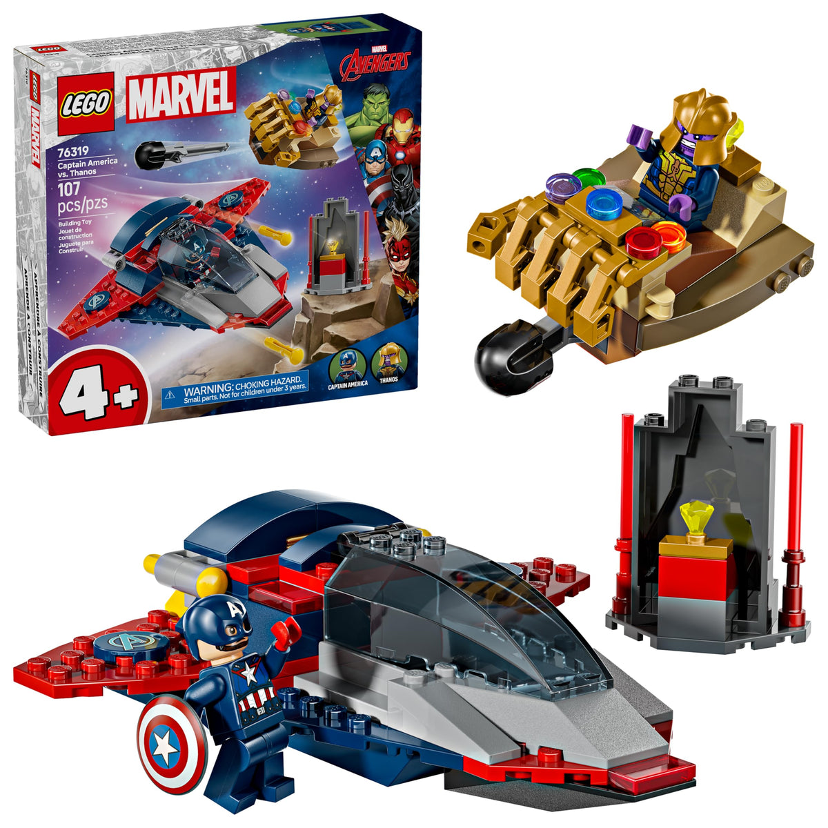 LEGO Marvel Captain America vs Thanos Quinjet ready for action play