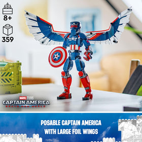 Winged-back Captain America figure with bendable wings for dynamic flight poses.