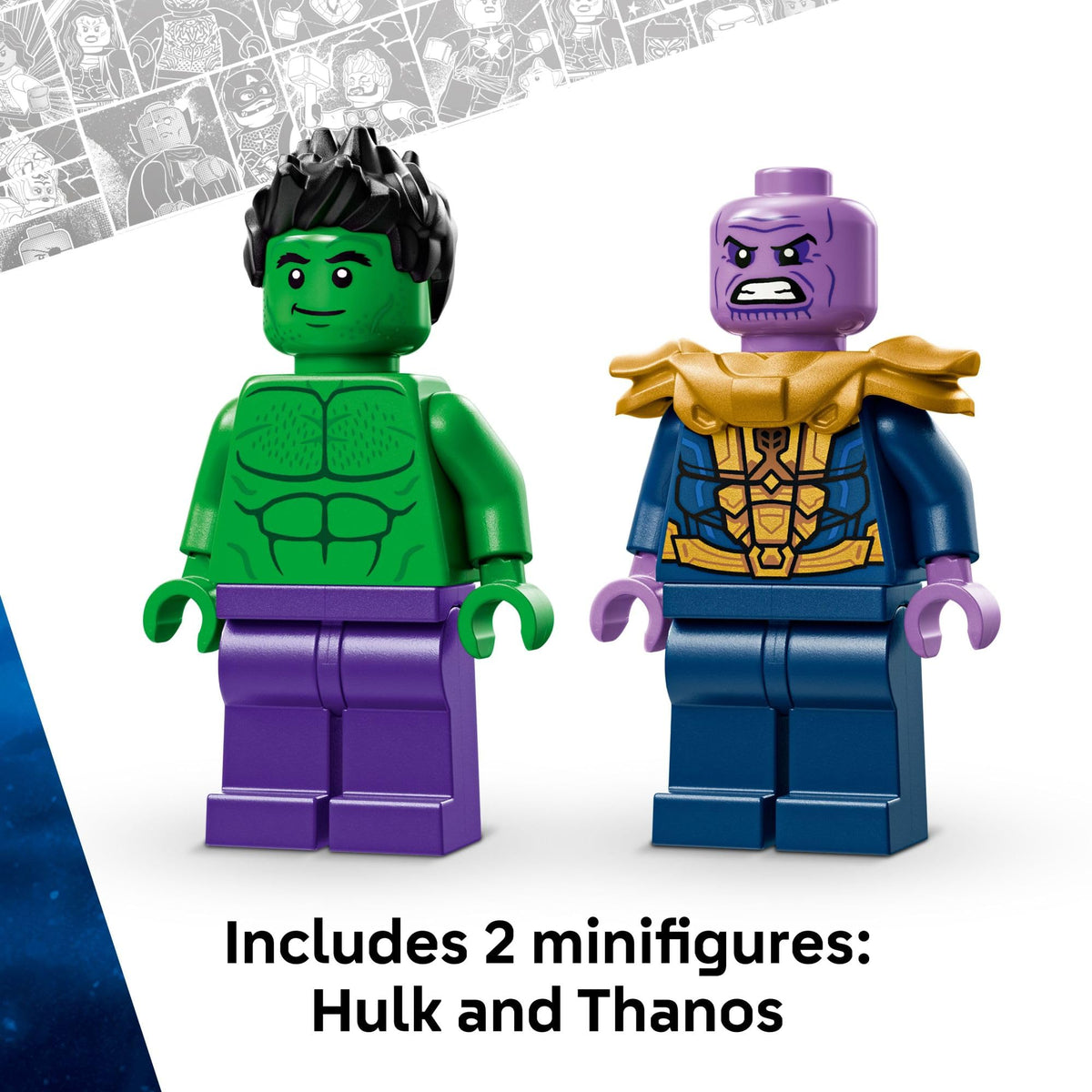 LEGO Marvel hood decal with Hulk face boosts themed display.