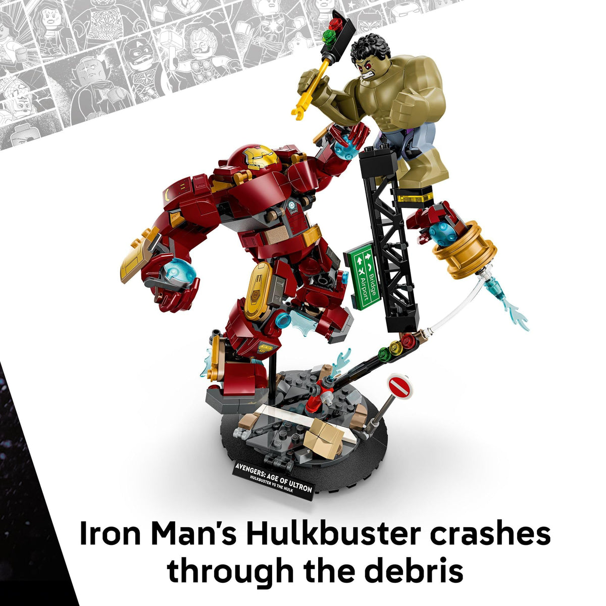 LEGO Hulk uses traffic light as a dramatic weapon during play.
