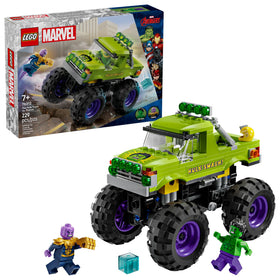 LEGO Marvel Hulk Truck vs Thanos front view for imaginative superhero battles.