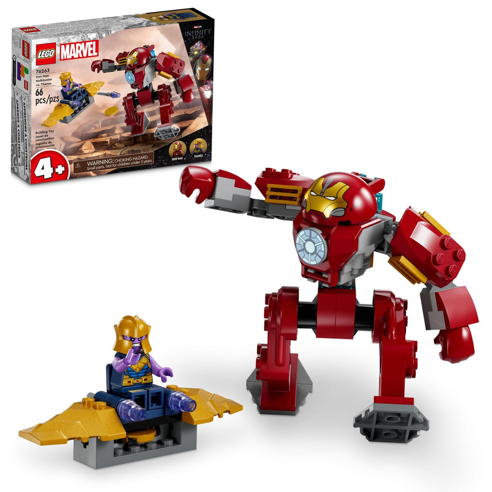 LEGO Marvel Iron Man Hulkbuster mech pose for dynamic build-and-play action