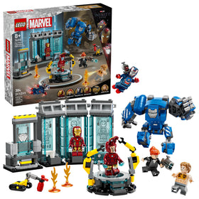 LEGO Marvel Iron Man armor pods display for dynamic hero play and display