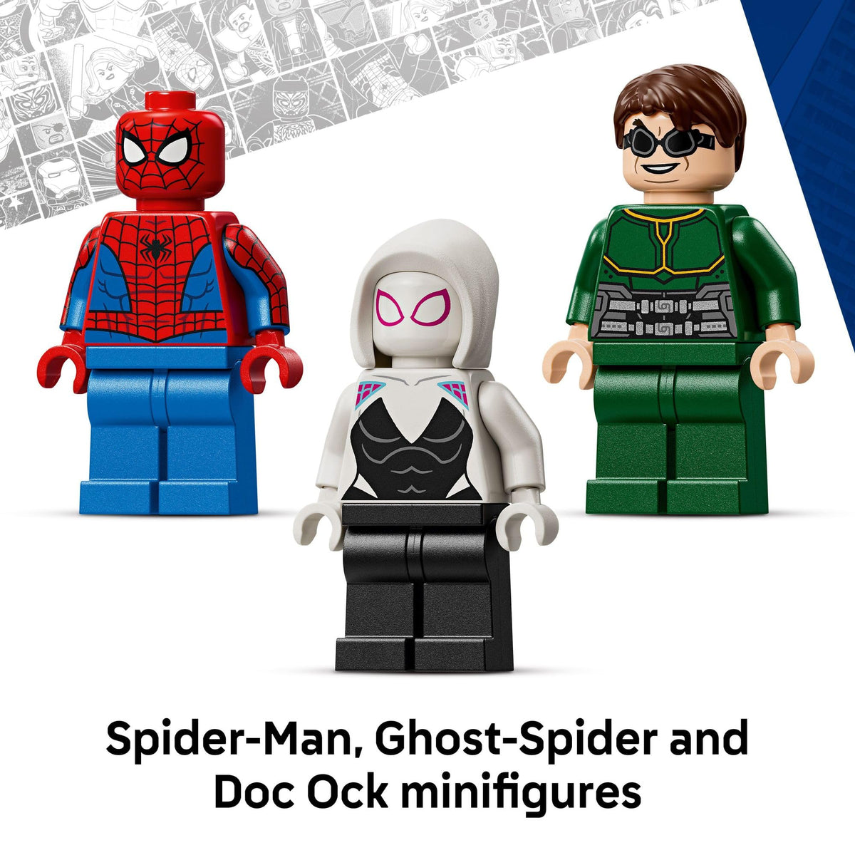 LEGO Marvel Mech Battle web ropes support dramatic battles.