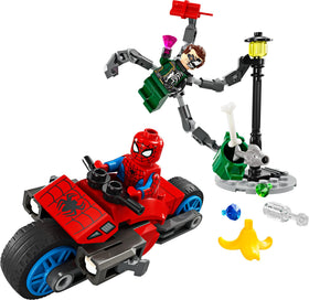 LEGO Marvel Motorcycle Chase trash can with items for playful scene setups.
