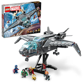 LEGO Marvel Quinjet front cockpit with authentic details for immersive Avengers play.