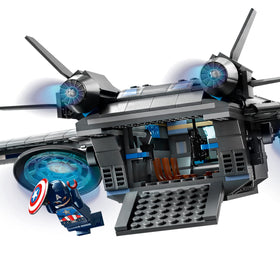 LEGO Marvel Quinjet rear section illustrating engines and design accuracy.
