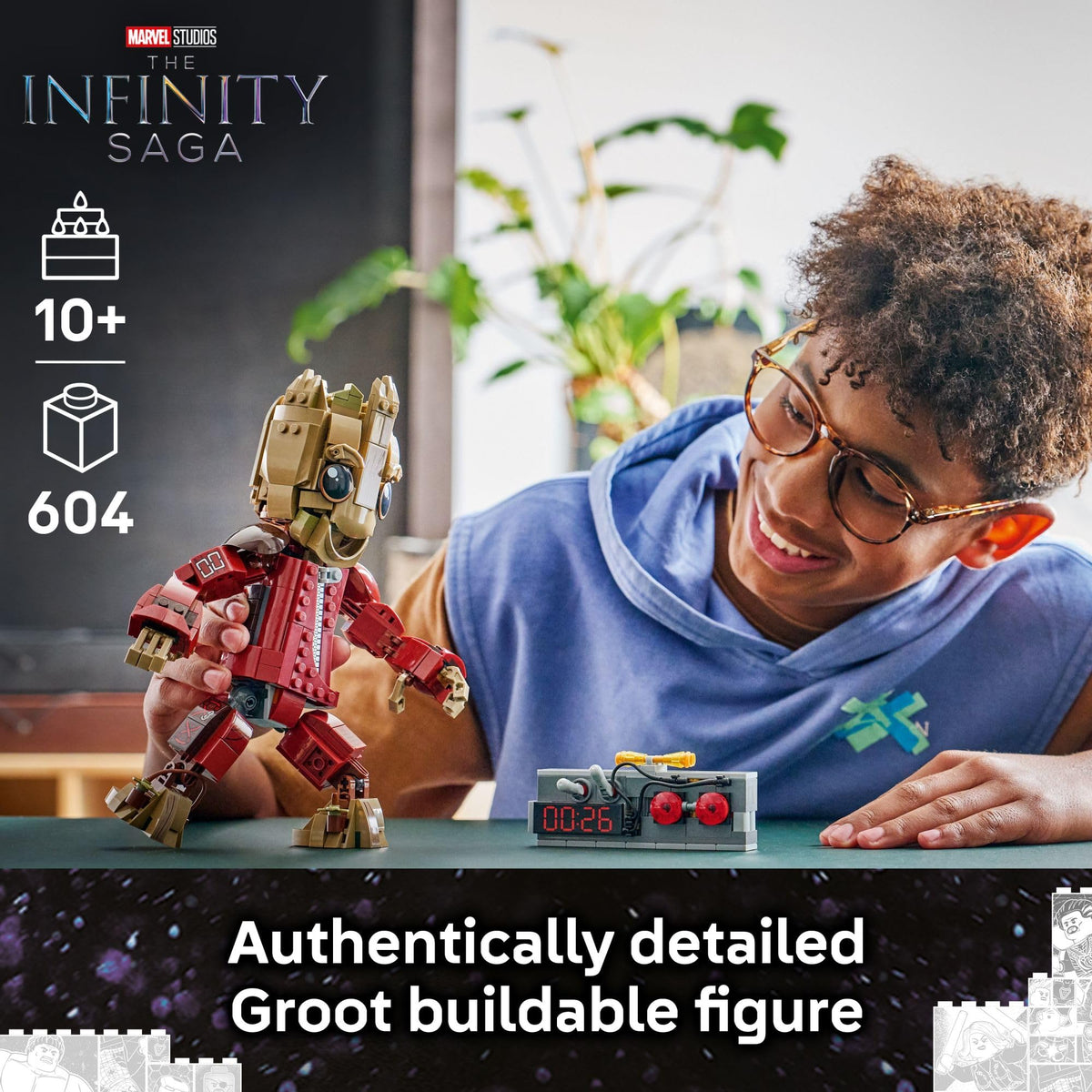 Groot detonator accessory with two buttons and two movable levers for authentic play.