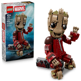 LEGO Marvel Ravager Jumpsuit Groot figure with poseable joints for dynamic display.