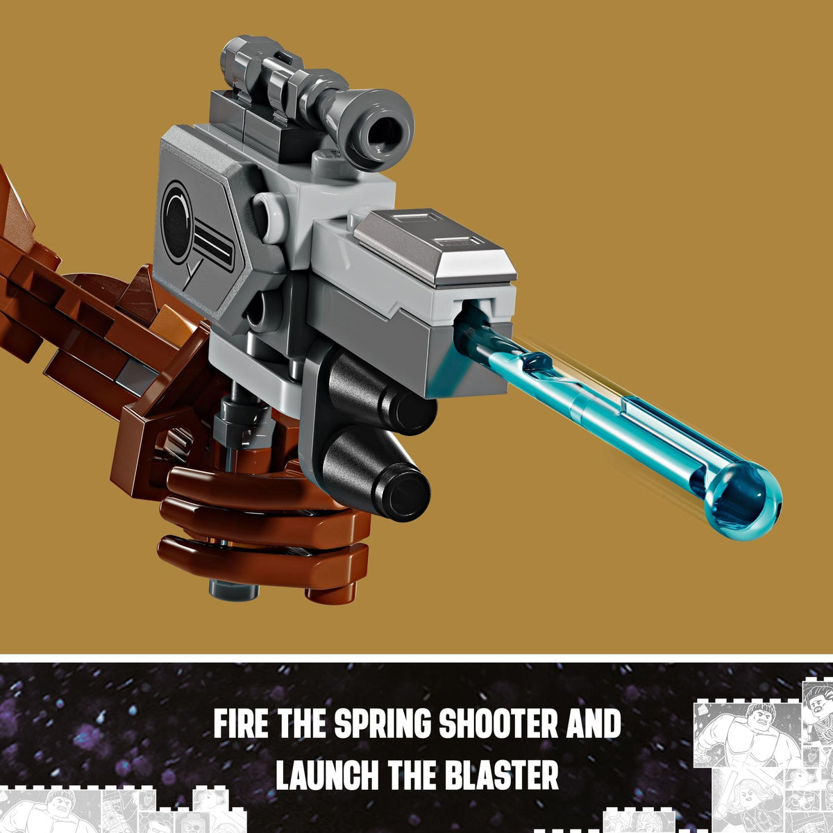 LEGO Marvel Rocket figure with spring shooter, action-ready pose for imaginative missions.