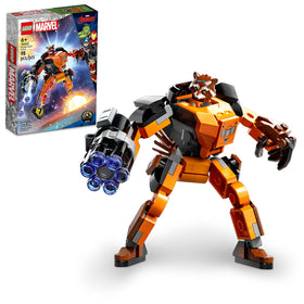 LEGO Marvel Rocket Mech Armor cockpit opens for Rocket entry into action